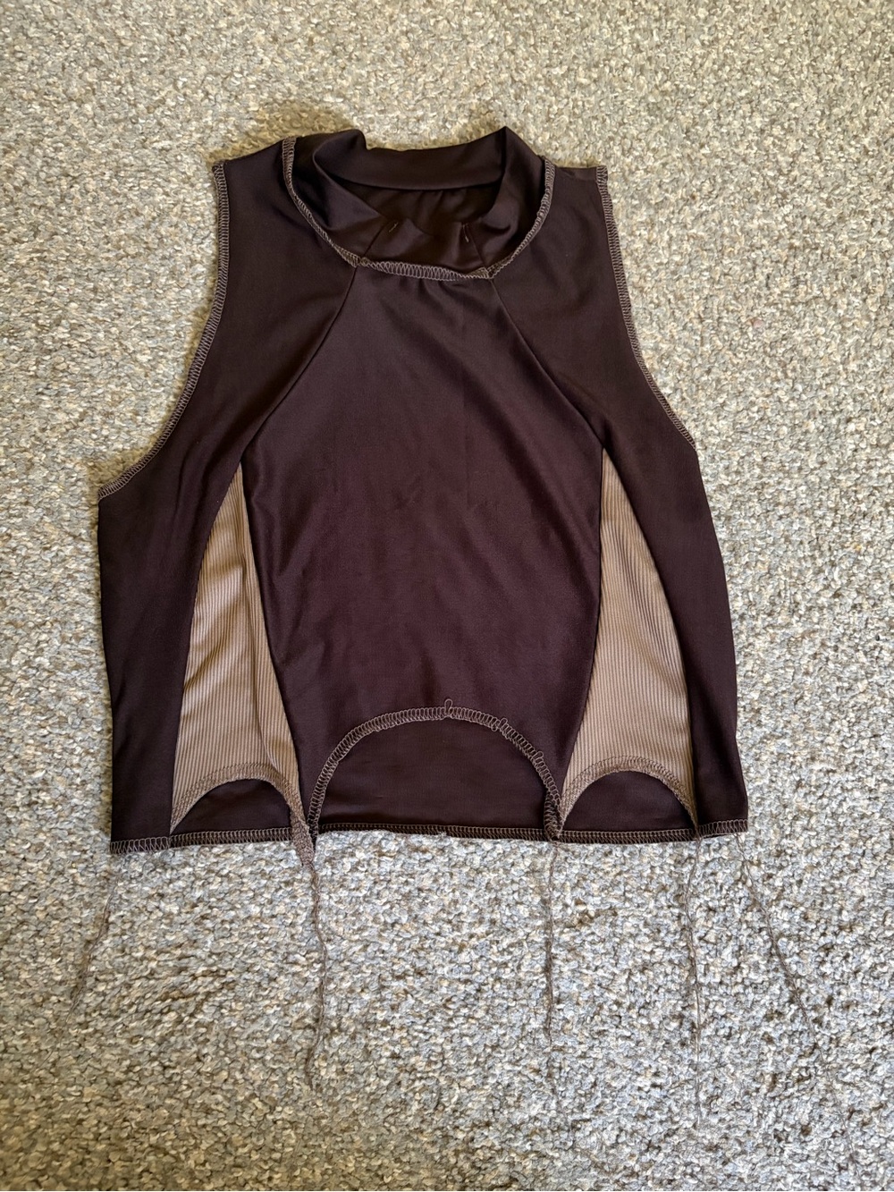 SHEIN Dark Brown Tank Top with Tan Contrast Panels